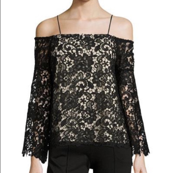 Alice + Olivia Lace Off-the-Shoulder Top